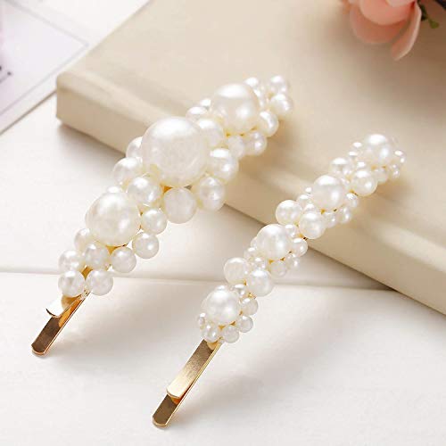 Pearl Hair Clips Pearl Barrettes for Women Girls-4pcs Large Hair Clips for Gifts Headwear Barrette Bride Wedding Headwear Styling Hair Pins, Elegant Clips For Hair Accessories - Thumbnail 4