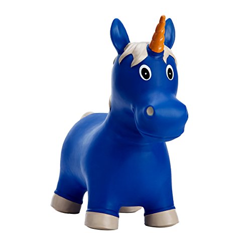 Babe Fairy Jumping Horse-Bouncy Horse Hopper with Pump-Inflatable Ride-On Animal-Toddler Bouncy Animal-Birthday Gift for Kids (Blue Unicorn)