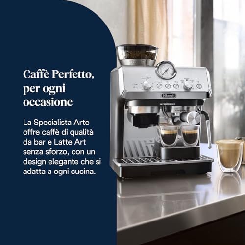 LA SPECIALISTA ARTE EC9155.MB Macchina da caffè Manuale, 3 Ricette Preimpostate, Controllo Attivo della Temperatura, 8 Livelli di Macinazione, Lancia MyLatte Art, incluso KIT BARISTA, Nera