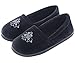ULTRAIDEAS Women's Comfy Memory Foam Cotton Knit Slippers, Ladies' Plush Terry Lining Loafer Lightweight House Shoes with Indoor Outdoor Anti-Skid Rubber Sole (M /7-8 B(M) US, Black)