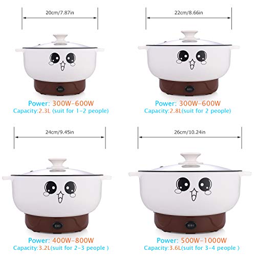MINGPINHUIUS 4-in-1 Multifunction Electric Cooker Skillet Wok Electric Hot Pot For Cook Rice Fried Noodles Stew Soup Steamed Fish Boiled Egg Small Non-stick with Lid (2.3L, without Steamer) - Thumbnail 7