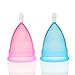 Menstrual Cup Soft Silicone Set - Best Feminine Reusable Period Moon Cups Starter Kit of 2 PCS with Bag - Alternative to Sanitary Napkins Instead Softcup - Blue Pink Combination Size