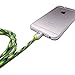 Paracable Paracord Wrapped iPhone Lightning Cable (Gecko) | Braided Fabric Wrapped Lightning to USB Tangle Free with Aluminum Ends. Green, Black, and Yellow iPhone Charger.