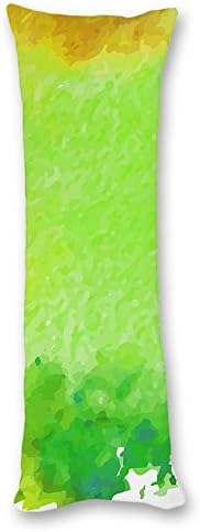 Yiuejiu Green Watercolro Print Body Pillow Cover Decorative Pillowcase 20x54 Inch