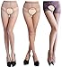 lifevv Womens 3 Pairs Sheer Stocking Top Garter Belt Thigh Stocking Pantyhose (Grey+Purple+Coffee)
