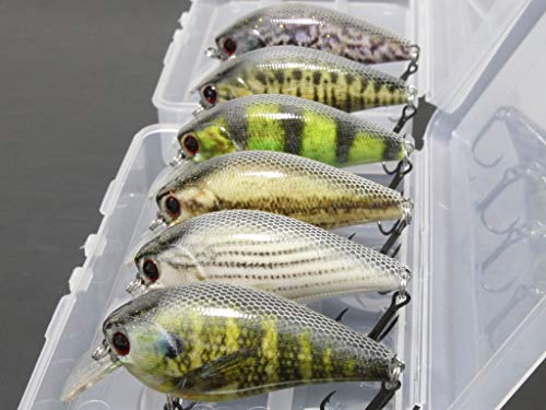 6 Hard Baits Fishing Lures in One Tackle Box Crankbait RealSkin Painting for Bass Fishing HC25KB