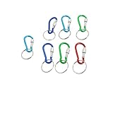 uxcell 7 Pcs 5# Screw Lock Mini Multicolor Aluminum Carabiner Hook w Keyring