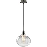 Kichler Avery 9.75" 1 Light Mini Pendant with Clear Seeded Glass in Brushed Nickel