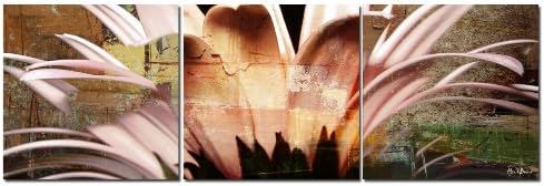 Ready2HangArt 3 Piece 30" High x 60" Wide x 1" to 2" Deep 'Daisy' Abstract Canvas Wall Art, Oversized, Brown/Beige/White/Green