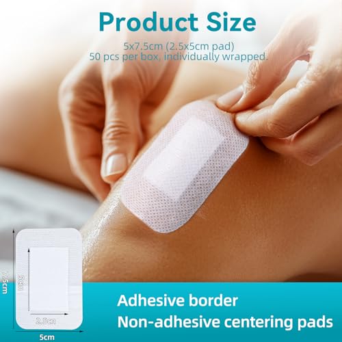 Dimora Non-Woven Adhesive Wound Dressings 5cm x 7.5cm | Sterile Hypoallergenic Fabric Bandages | Flexible & Breathable Wound Pad for Cuts, Scrapes & Post-Op | Gentle Secure Fixation