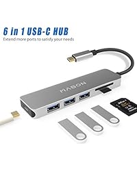 USB C Hub (5 en 1), USB 3.1 tipo C (compatible con Thunderbolt 3) a HDMI adaptador 4K para Galaxy Note 8 S8 S8 Plus,