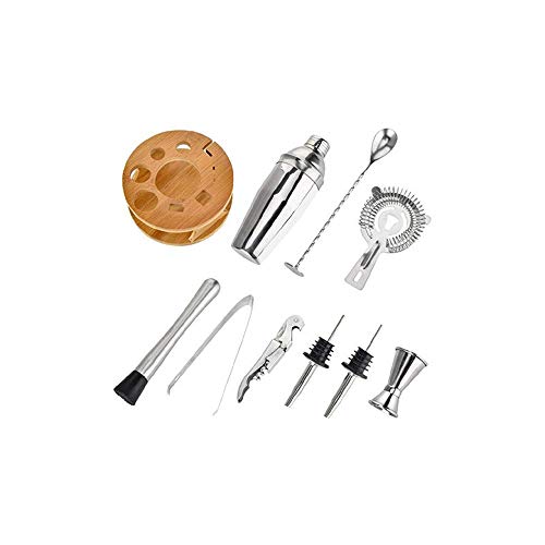 Belleashy Cocktail Shakers 9-teiliges Bar-Set Cocktail-Shaker-Set mit Bambus-Ständer Barkeeper-Set mit Barwerkzeugen und… – Bild 4