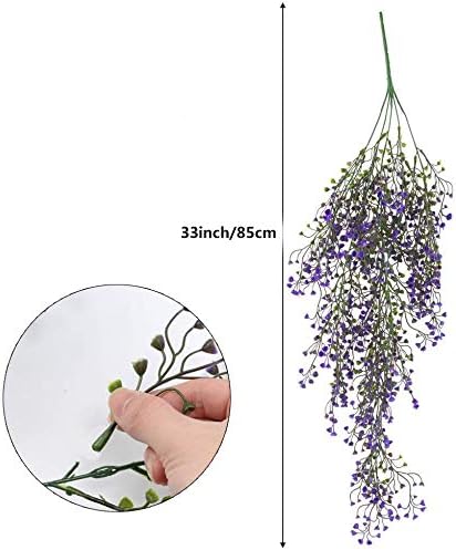Shiwaki 2Pcs Imitation Admiralty Willow Wall Hanging Rattan Flower Vine Wall Home Garden Wedding Decor Vine (Purple) - Image 4