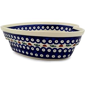 Hand-Decorated Polish Pottery Heart Bowl w 21.9 cm, H: 7.7 cm Volume 1.5 Litres in design 41