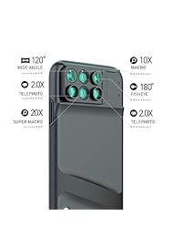 Momax lente carcasa para Apple Iphone X: 6 en 1 kit de lente de doble óptica (180 ° Ojo de Pez, 2 x teleobjetivo, gran angular de 120 °, 10 x 20 x Macro), dos capas de doble protección (Negro)