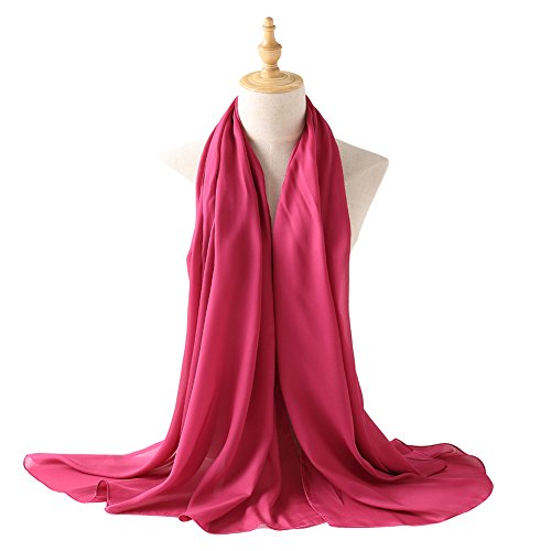 Bellonesc Silk Scarf 100% silk Long Lightweight Sunscreen Shawls for Women (rose red) - Thumbnail 6