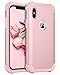 BENTOBEN Compatible with Phone Case iPhone Xs/iPhone X, Full Body Heavy Duty Shockproof Drop Protection 3 in 1 Hybrid Hard PC Anti-Slip Soft Rubber Bumper Protective Cover for Girls Women, Rose Gold