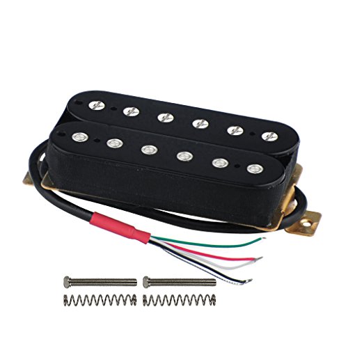 FLEOR Set of Electric Guitar Double Coil Humbucker Neck Bridge Pickup Ceramic Magnet Passive Pickup 50mm&52mm, Black Cover