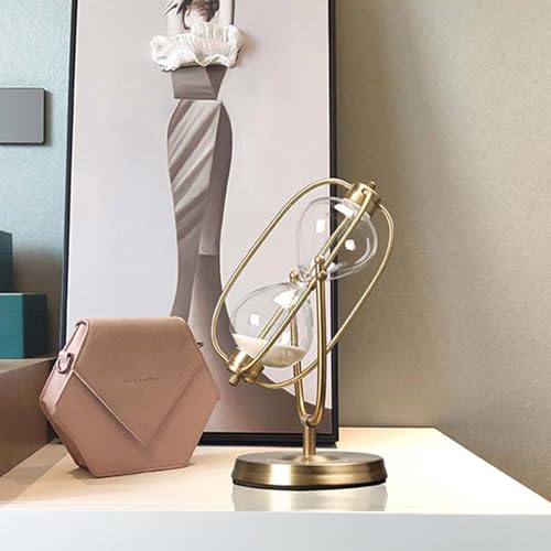 Golden Embossed Hourglass Timer - 15 Min, Desk Decor for Vintage & Office, Wedding Gifts (D)