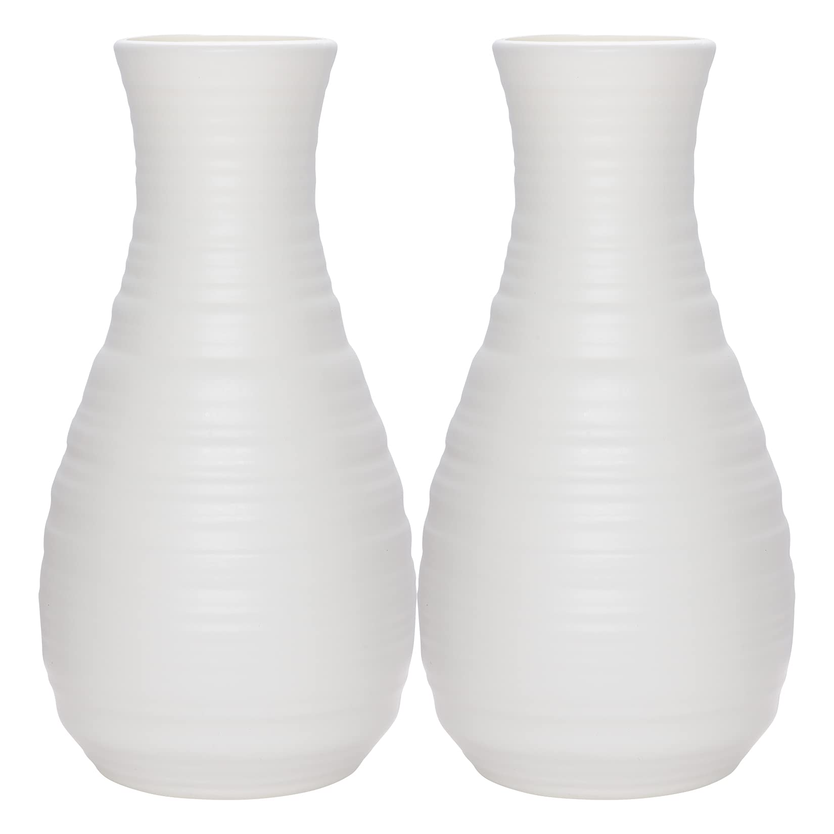 Photo 1 of 2 Pack Composite Plastics Flower Vase, Unbreakable Ceramic Look Vase for Home Decor Centerpieces, Arranging Bouquets (White)