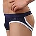 Outtop (TM) Men's Sexy Lycra Mesh Bulge Sexy Low Rise Jock Straps Briefs Thong Shorts Underpants (L, Blue) (M, Navy)