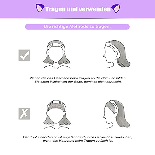 Haarband 6 Stück Stirnband Kosmetik Haarbänder mit Ohr für Frauen und Mädchen, Plüsch Stirnbänder Haarschmuck mit Maskenpinsel Gesichtschwamm und Haargummis für Gesicht Waschen und Make-up (Kätzchen)