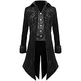 Crubelon Mens Steampunk Tailcoat Jacket Gothic Medieval Victorian Frock Coat