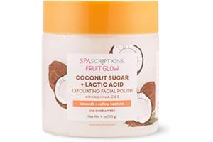 SPASCRIPTIONS Fruit Glow- Coconut Sugar + Lactic Acid Exfoliating Facial Polish With Vitamins A, C & E 4 Oz