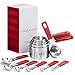 Go Simply Amazing Measuring Cups and Spoons Set – Perfect Measures For Liquid and Dry Ingredients Makes Cooking and Baking Simple - Red 12 Piece Stackable Set