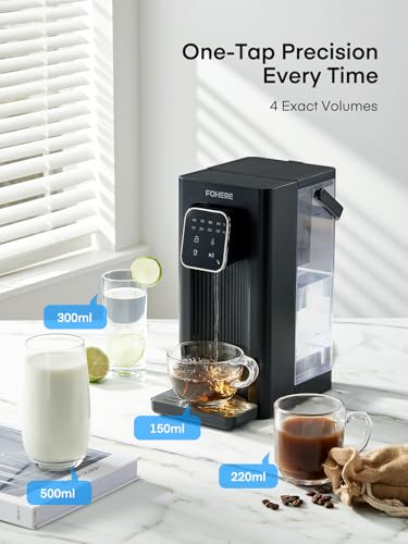 Instant Hot Water Dispenser, 4 Temp Settings (45°C-100°C),4 Volume Options(150ml-500ml), Digital Touch Screen One Cup Kettl, 2.5L Removable Tank, Safety Lock, for Hot Drinks and Tea