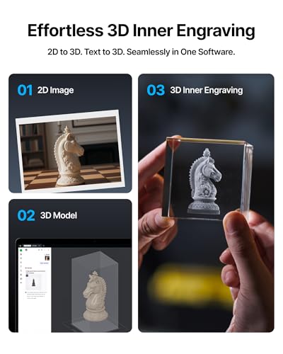 xTool F2 Ultra UV Laser Engraver, 5W UV Laser, 3D Inner and Fine Glass Engraving, Dual 48MP Cameras, 15,000 mm/s High Speed, AI Powered 2D-to-3D Software, Ultra-Precise Detail on Glass Plastic Acrylic
