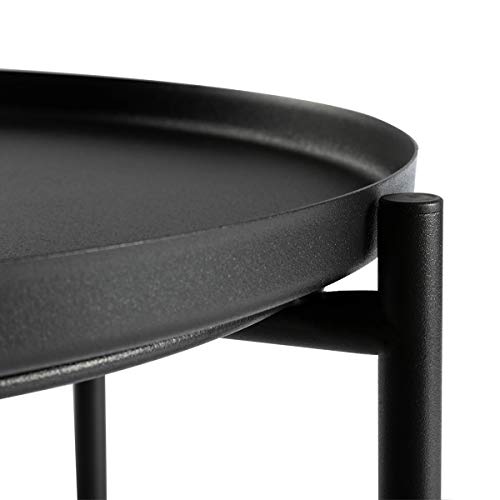 image for HollyHOME Tray Metal End Table, Sofa Table Small Round Side Tables, An
