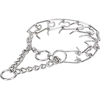 BBB TRADERS Dog Prong Training Chain Collar Stainless Steel Adjustable Pinch Pet Choke Collar with Comfort Tips