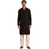 Sojanya (Since 1958 Men'S Cotton Embroidered Thread Work Kurta With White Churidar Pyjama
