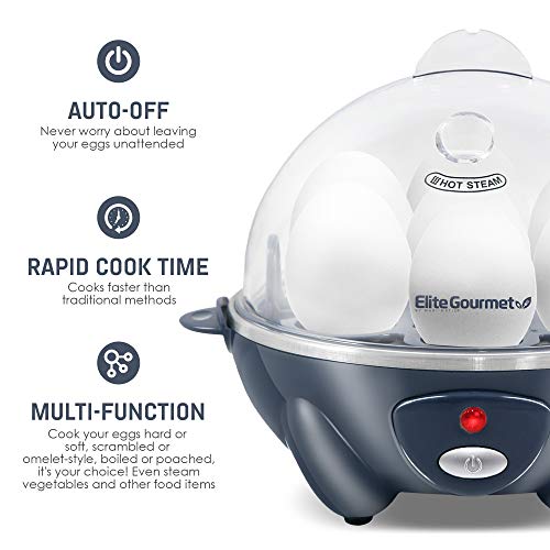 Elite Gourmet EGC007BG Rapid Egg Cooker, 7 EasyToPeel, Hard, Medium