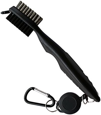 Golf Club Brush – Deep Groove Cleaner – Easily Attaches To Bag With Retractable Zip Line Cord – Helps You Improve Your Game – Easy to Use – Sturdy, Durable and Made to Last (Black)