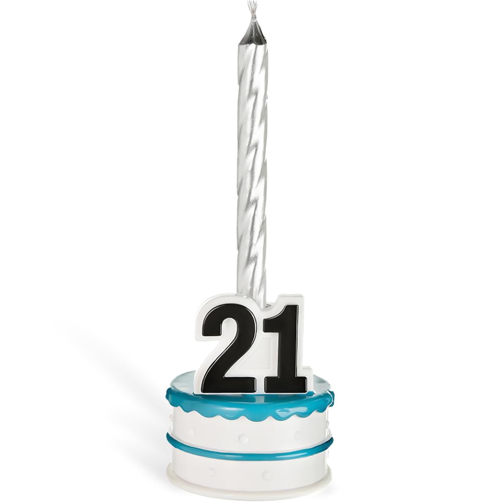 Amscan 170762 Finally 21 Beer Bottle Candle Holder, Blue,White,Silver