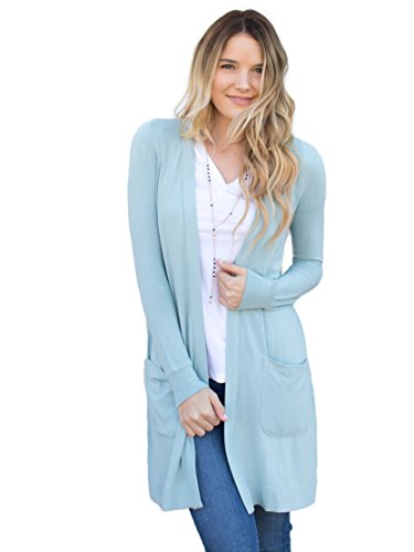 Tickled Teal Womens Soft Long Sleeve Pocket Cardigan Desertcart
