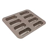 Baoblaze Non-Stick Metallic Hotdog Buns Pan Baking Mold Easy Hot Dog Bread Maker