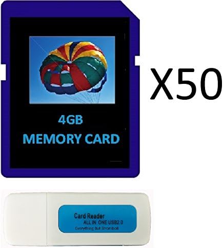 4GB SDHC Class 10 Everything But Stromboli 50-Pack SD Style Flash Memory Card Wholesale Bulk Lot for Digital, Trail, Canon, Nikon DSLR, Game Camera with Everything But Stromboli (tm) Combo Card Reader