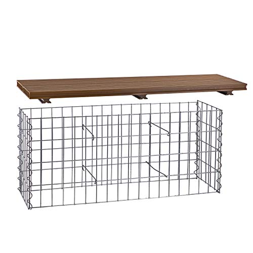 WPC Gabionenbank Gabione Steinkorb Drahtkorb Bank Sitzbank Gartenbank braun Hellbraun 100x30 cm – Bild 5