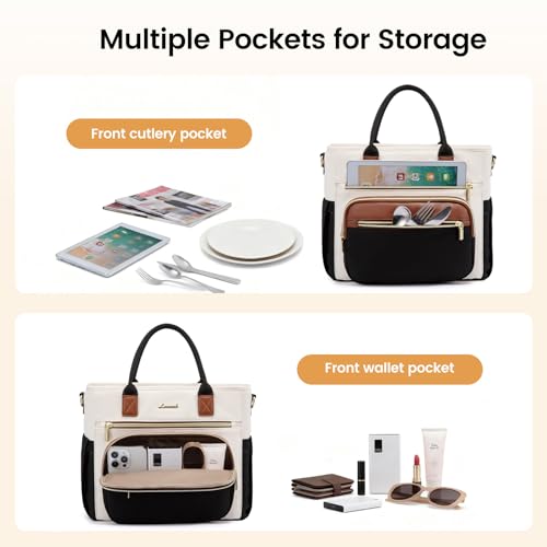 LOVEVOOK Insulated Lunch Bag Women,Wide Opening Adult Lunch Box Women with Cup Holder,Large Leakproof Cooler Bag for Work Picnic Beach Family College Mom,Lunch Teacher Tote Bag for Gift