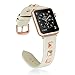 Solomo Compatible for Apple Watch Band 40mm 38mm, Fashion Women Genuine Leather Replacement Strap 3D Studs Spikes Rivets Rock Punk Rose Gold Metal Adapter Buckle iWatch Series 5/4/3/2/1 (Creamy White)