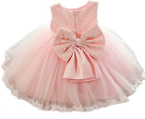 SZYL Baby Girls Lace Baptism Flower Dress Wedding Pegeant Tutu (5-6years, pink)