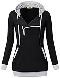 Timeson Womens Zipper Pullover Hoodie Black XX-Large