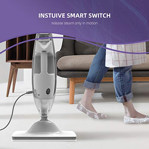 LIGHT 'N' EASY Multifunctional Steam Mop with Detachable Handheld Unit Floor Steamers Cleaner for Hardwood,Grout,Tile White, 7688ANW
