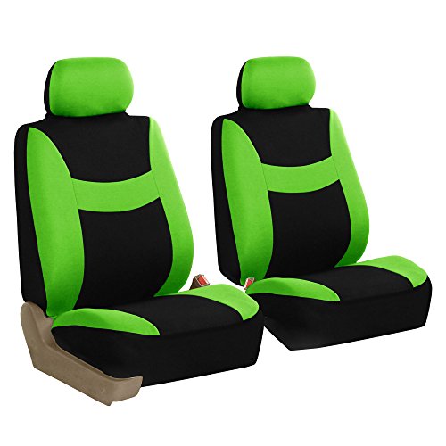 FH Group FH-FB030115-SEAT Light & Breezy Green/Black Cloth Seat Cover Set Airbag & Split Ready- Fit Most Car, Truck, SUV, or Van