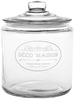 HABI Jar with Stopper, Glass, Transparent, 19 x 19 x 24 cm, 4 Litres
