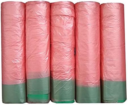 SWIHEL [ 5 Pack] Plastic Colored Dustbin Bin Liners, Trash Bag Roll, Garbage Bags Use For Small Size Trash Can In Living Room, Bathroom, Kitchen, etc.(Red)
