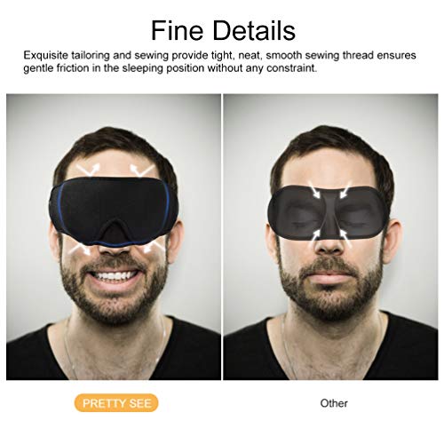 PRETTY SEE Sleep Mask 3D Blindfold Eye Mask for Women and Men Sleeping mask with Noise-Proof Earplugs and Storage Bag, Suitable for Travel, Nap and Deep Sleep, Black - Thumbnail 3